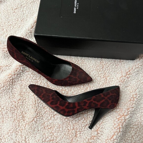 Saint Laurent red Leopard print 90s Kitten heels - Picture 3 of 12
